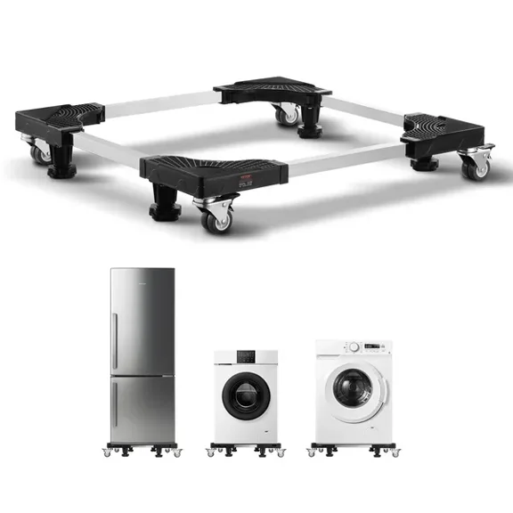 Fridge Stand Mobile Base, 1100 lbs Load Capacity, Washing Machine Stand with 8 Locking Twin Wheels and 4 Brakes, 27.5 -35.4 Inches Adjustable Furniture Dolly for Washer, Refrigerator and Dryer