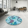 thumbnail image 4 of Ahgly Company Machine Washable Indoor Square Transitional Glacial Blue Ice Blue Area Rugs, 4' Square, 4 of 7