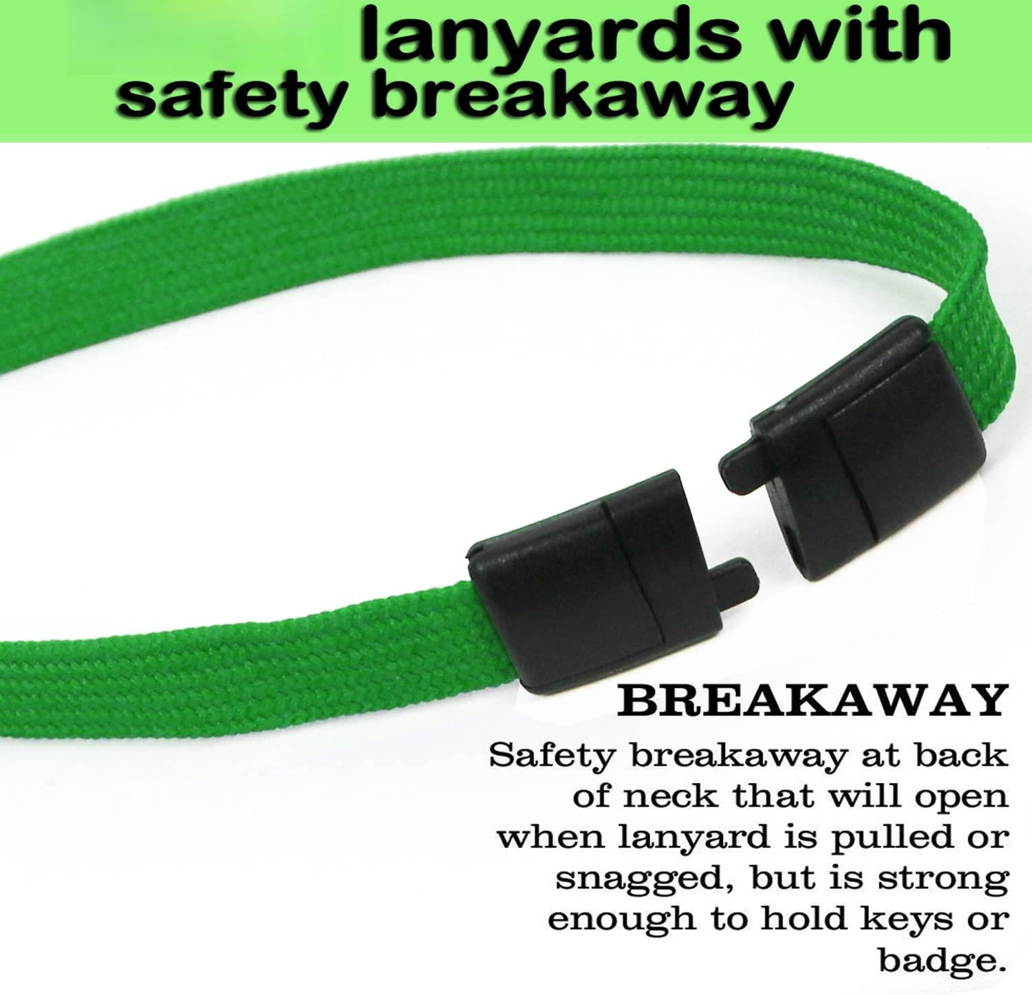 25 Pack Breakaway Lanyard With J-hook Bulk Flat Lanyards For Name Tag Id Badges (green  25 Pack)