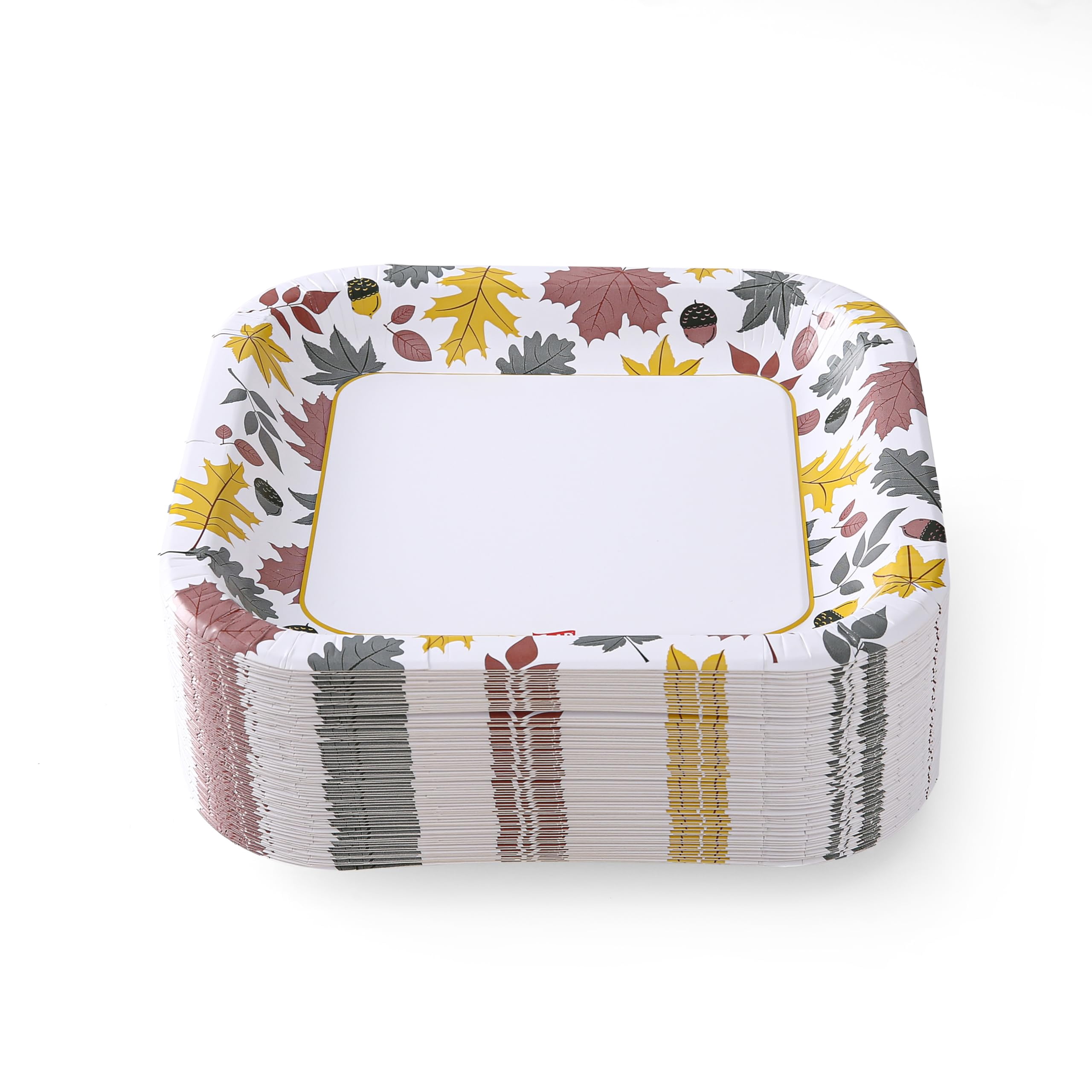 Glad Everyday Square Disposable Paper Plates AFN1with Falling Foliage Design, 8.5"| Cut-Resistant, Microwavable Paper Plates for All Foods & Daily Use | 8.5 Inches, 75 Count