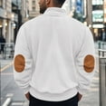 thumbnail image 4 of UVEASISHA Corduroy Sweatshirts for Men 1/4 Zip Up Pullover Tops Color Block Vintage Stand Collar Sweatshirt Elbow Patched Long Sleeve Workout Shirts White XL, 4 of 10