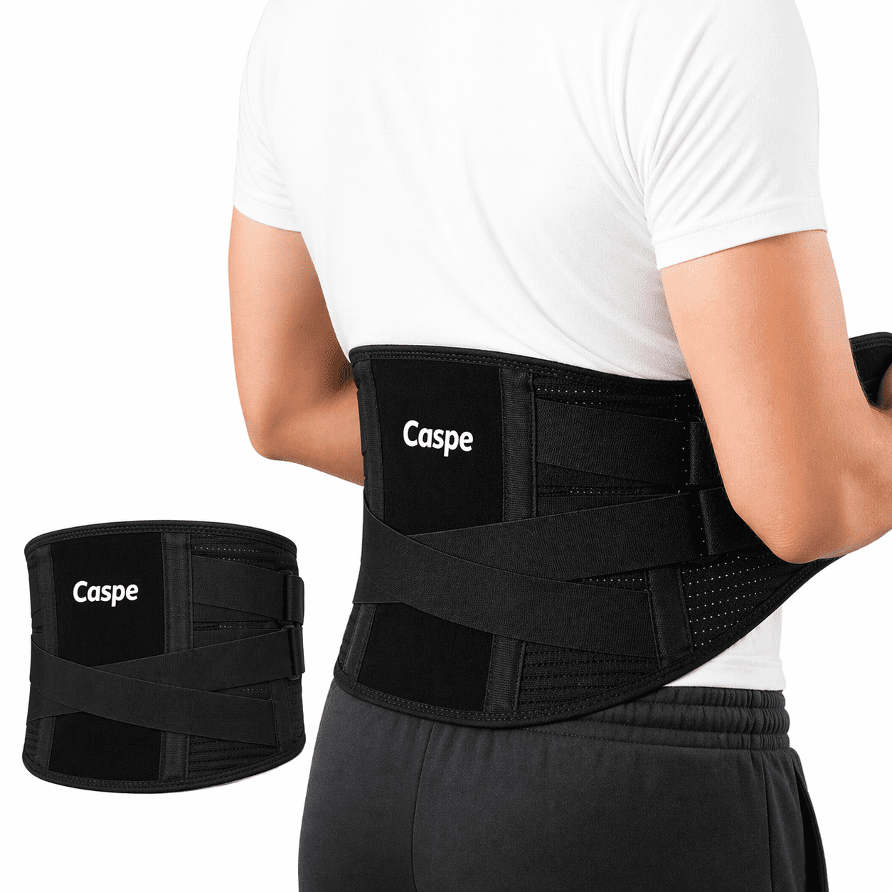 Caspe Back Brace for Lower Back Pain Relief, Adjustable Lumbar Support for Men & Women with Removable Pad,Ergonomic 3D Knit Fabric, Breathable Design for Sciatica,Herniated Disc,Daily Support X-Large