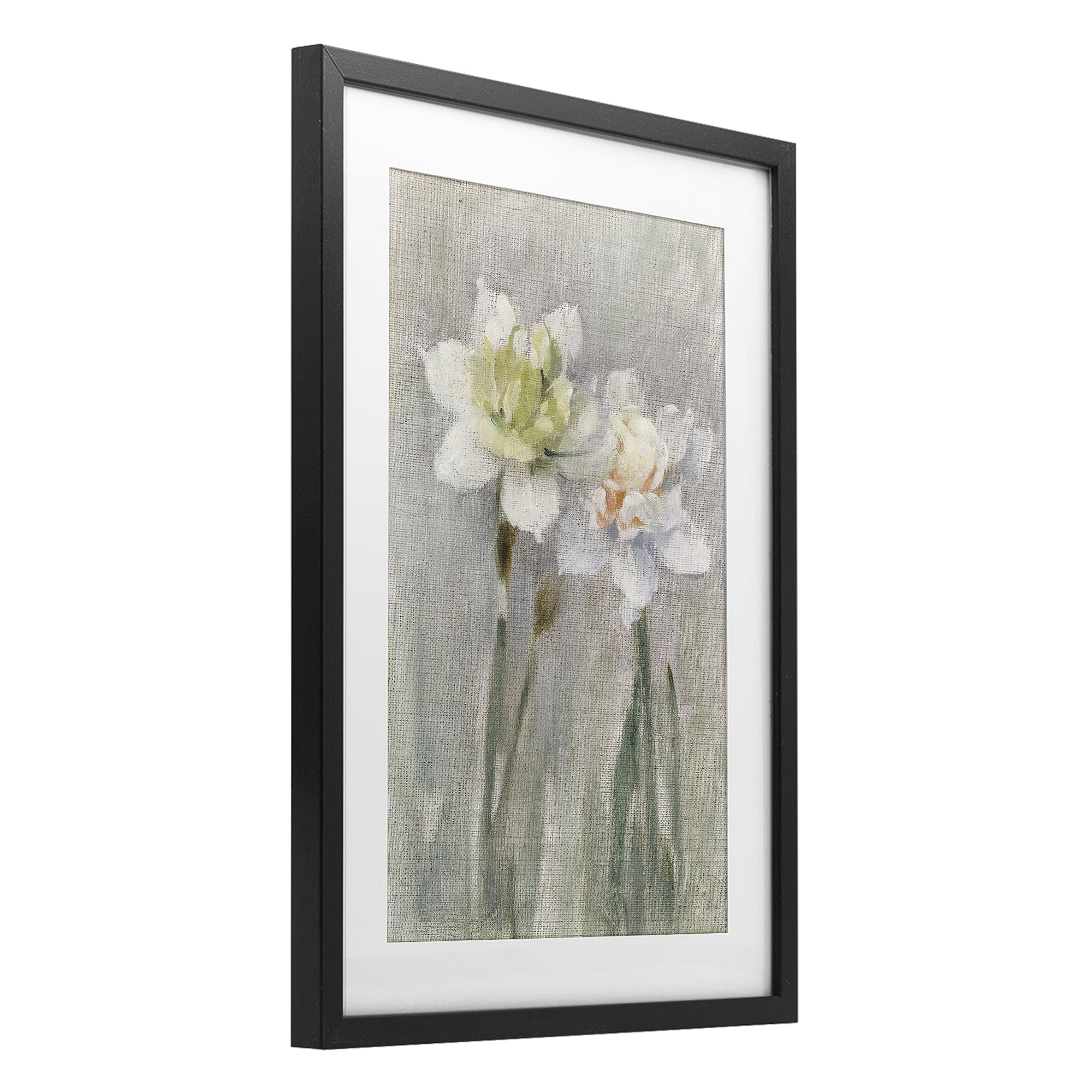 Stupell Industries Twin White Daffodils Black Framed Print Under Glass, design by Stellar Design Studio