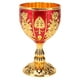 thumbnail image 3 of Cáliz dorado de 4 pulgadas de alto, de aleación de zinc, con estampado de flores en relieve retro, elegante copa de chulo para fiesta, banquete, bar, dorado y rojo, 3 of 15