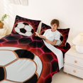 thumbnail image 3 of Manfei Football Sport Bed Sheets For Boys,Ball Games Pattern Full Size Sheets,Red Black,4-Piece,1 Flat Sheet,1 Fitted Sheet and 2 Pillowcases, 3 of 7