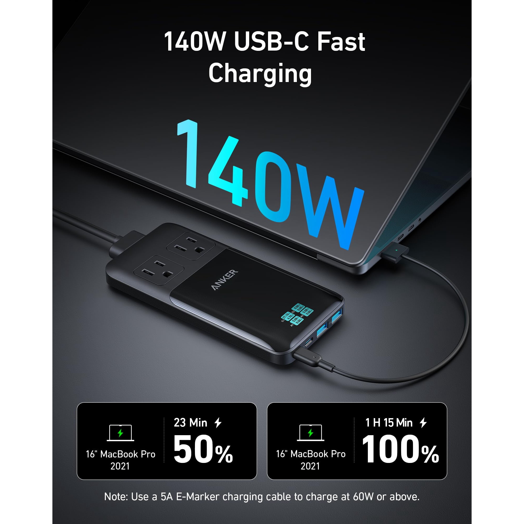 Anker Prime 6-in-1 USB C Charging Station, 140W Compact