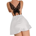 thumbnail image 5 of Women's Ice Silk Sleeveless Nightgown, Sexy Lace Trim Camisole Slip Dress, Comfortable and Fashionable Sleepwear for Bedtime, Home Lounging, and Romantic Evenings-White, 5 of 9