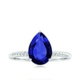 thumbnail image 4 of Rosec Jewels Pear Shape Lab Created Blue Sapphire Solitaire Ring with Moissanite - 7X10 mm, 18K White Gold, US 13.00, 4 of 9