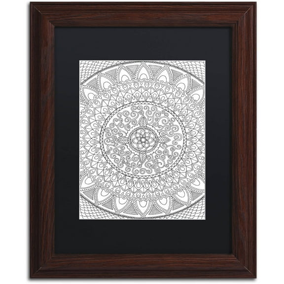 Trademark Fine Art "Petals Mandala" Canvas Art by Hello Angel, Black Matte, Wood Frame