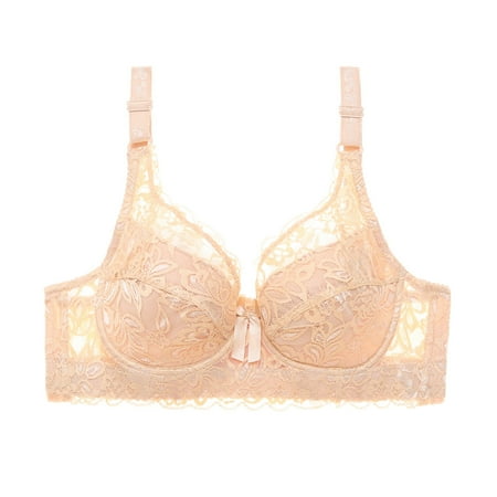 

Pxiakgy intimates for women Women Lady Lace Gathered Bra Adjustable Pair Of Thin Cup Underwear Beige + 40