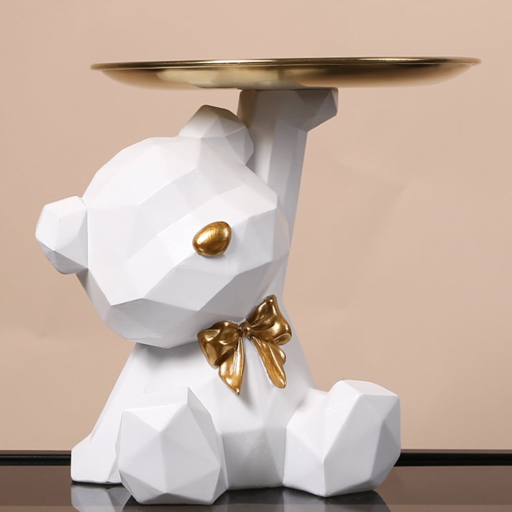 Figura De Oso Geométrica De Resina - Bandeja Decorativa Para Dulces, Llaves O Accesorios - Varios Colores