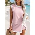 thumbnail image 4 of AURA Womens Two Piece Casual Set Color Block T Shirt and Cropped Pants Summer Comfortable Outfit, 4 of 6
