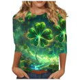thumbnail image 2 of successthop St Patricks Day 3/4 Sleeve Tops for Women Green Plus Size Crew Neck Polyester Casual St. Patricks Day Blouse Tops for Irish Themed Gifts L, 2 of 5