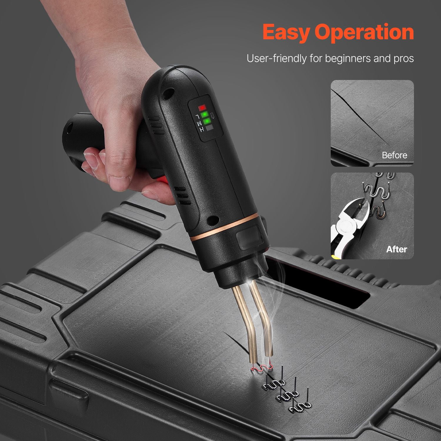 Cordless Plastic Welder, 120W with 5000mAh Battery, 1-3s Rapid Heating to 450°C, 400PCS Welding Staples, Overcharge Protection, Car Bumper and Plastic Repair