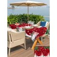thumbnail image 4 of Outdoor Tablecloth with Umbrella Hole and Zipper, Christmas Red Rectangle Table Cloth 60x120 Inch Waterproof Tablecloth, Snowman Xmas Pine Branch Cardinal Bird Snowflake Picnic Table Cover for Patio, 4 of 7
