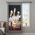 thumbnail image 3 of Chef Semi Sheer Curtains Drapes for Living Room, Bedroom, French Doors Window 96 Inches Long, Cartoon Cute Watercolor Cooking Black Plaid Rod Pocket Chiffon Curtain Drapery Voile Draperies Panel, 3 of 8