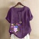 thumbnail image 1 of Fiudx Tops para Mujer Blusa Informal y de Lino con Botones y Manga Corta Estampada para Mujer, 1 of 3