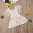 thumbnail image 5 of Franhais Baby Girl Summer Sleeveless Dress Flare Sleeve Lace Patchwork V Back Tutu Sundress Solid Color Square Collar Princess Clothes, 5 of 5