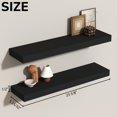 thumbnail image 5 of Jouetondream 24X6 Black Floating Shelves for Wall, Wood Hanging Shelves up to 20lbs for Bedroom, Bathroom, Kitchen(Set of 2), 5 of 8