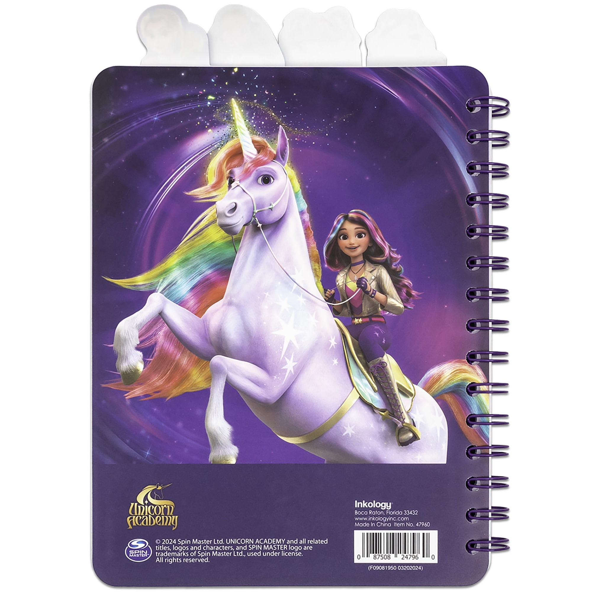 Inkology: 4 Tab Journal: Unicorn Academy - 160 Dot Pages, Magical Themed Spiral Notebook, 4 Character Dividers, Writing-Notes-Dreams-Doodles, Kids 3+