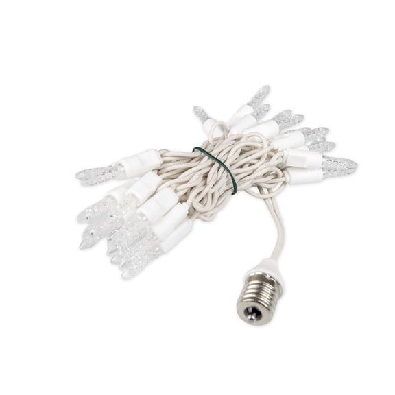 Novelty Lights 5.5ft LED C9 Icicle Drop, 25 Warm White Mini Lights on White Wire, 2.5-inch Spacing, Standard E17 Threaded Connection, Indoor/Outdoor