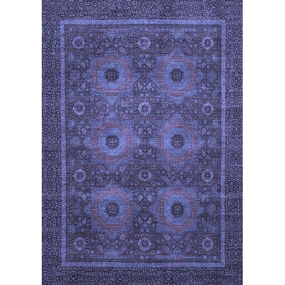 Ahgly Company Indoor Rectangle Abstract Blue Modern Area Rugs, 4' x 6'