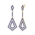 thumbnail image 2 of 925 Sterling Silver Gold Vermeil Round Lapis Dangle Drop Women Wedding Chandelier Earrings, 2 of 4