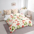 thumbnail image 3 of Castle Fairy Preppy Green Frog Bedding Comforter Set,Red Mushroom Queen Bedding Sets, 3 of 8