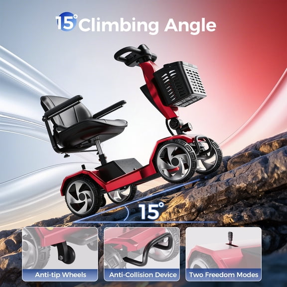 Edcsi Foldable Travel Motorized Scooter & Powered Electric Wheelchair - 4 Wheel Lightweight Mobility Scooter with Seat for Adults/Seniors