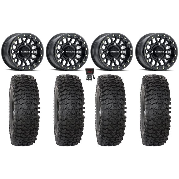 Raceline Podium Bdlk 15" Wheels Bk 37" RC500S Sticky Tires Can-Am Commander Maverick Renegade Outlander Defender