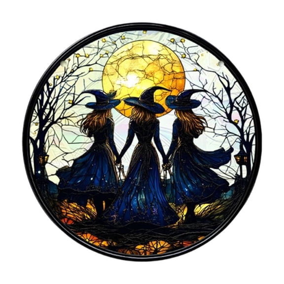 Tarmeek Halloween Decorations Acrylic Suncatcher Stained Glass Gothic Witchy Hanging Decor for Window Wall, Spooky Witchy Gifts, Colorful Indoor Outdoor