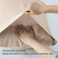 thumbnail image 5 of Cooling Pillow Cases Queen - Grey Viscose from Bamboo Pillowcase Set of 2, Cool Silk Pillowcases, Soft Chill & Breathable Pillow Covers with Envelope Closure, Gift for her, 20x30 inches Beige, 5 of 6