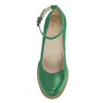 thumbnail image 4 of YDN Womens's Chunky Heel Ankle Strap Buckle Pumps Round Toe Mid Stacked Heels Daily Outfit Event Shoes Size 4 Green, 4 of 4