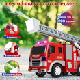 Boy Fire Truck Toy, Children Fire Truck Model, Children Water-Spraying Toy Fire Truck with Simulated Sound and Light, Retractable Rescue Ladder Firetruck Toy, Fire Trucks for Boys Age 4-7