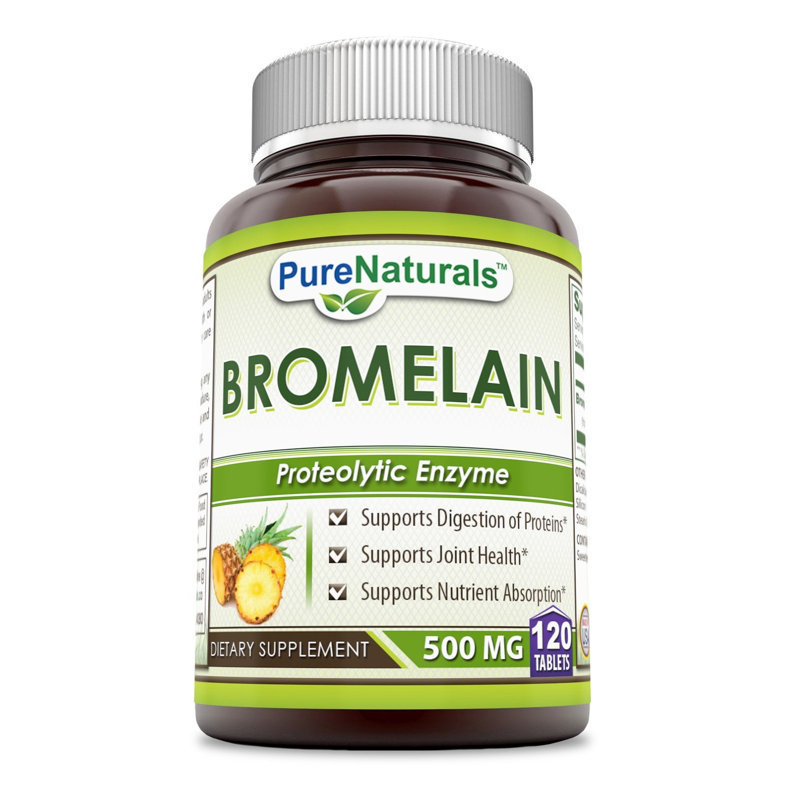 Pure Naturals Bromelain Dietary Supplement - 500mg, 120 Enzyme Tablets ...