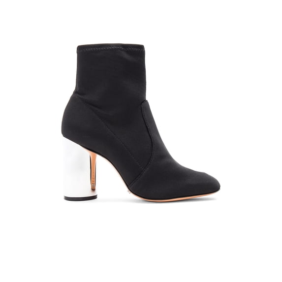 Schutz Pecca Black Suede Metallic Stretchy Fitted Ankle Boot Block Heel Bootie (8)