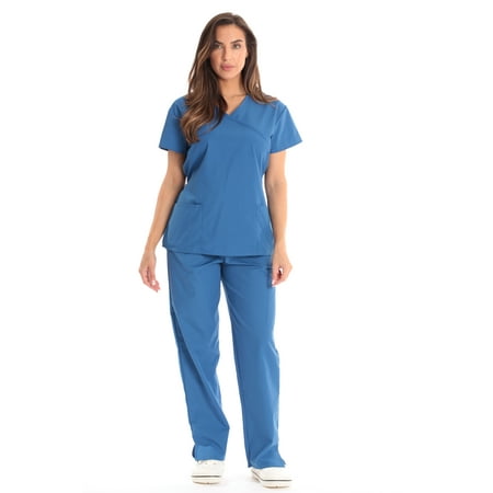 

Just Love Women s Scrub Sets Medical Scrubs (Tie Back) (X-Small Royal)