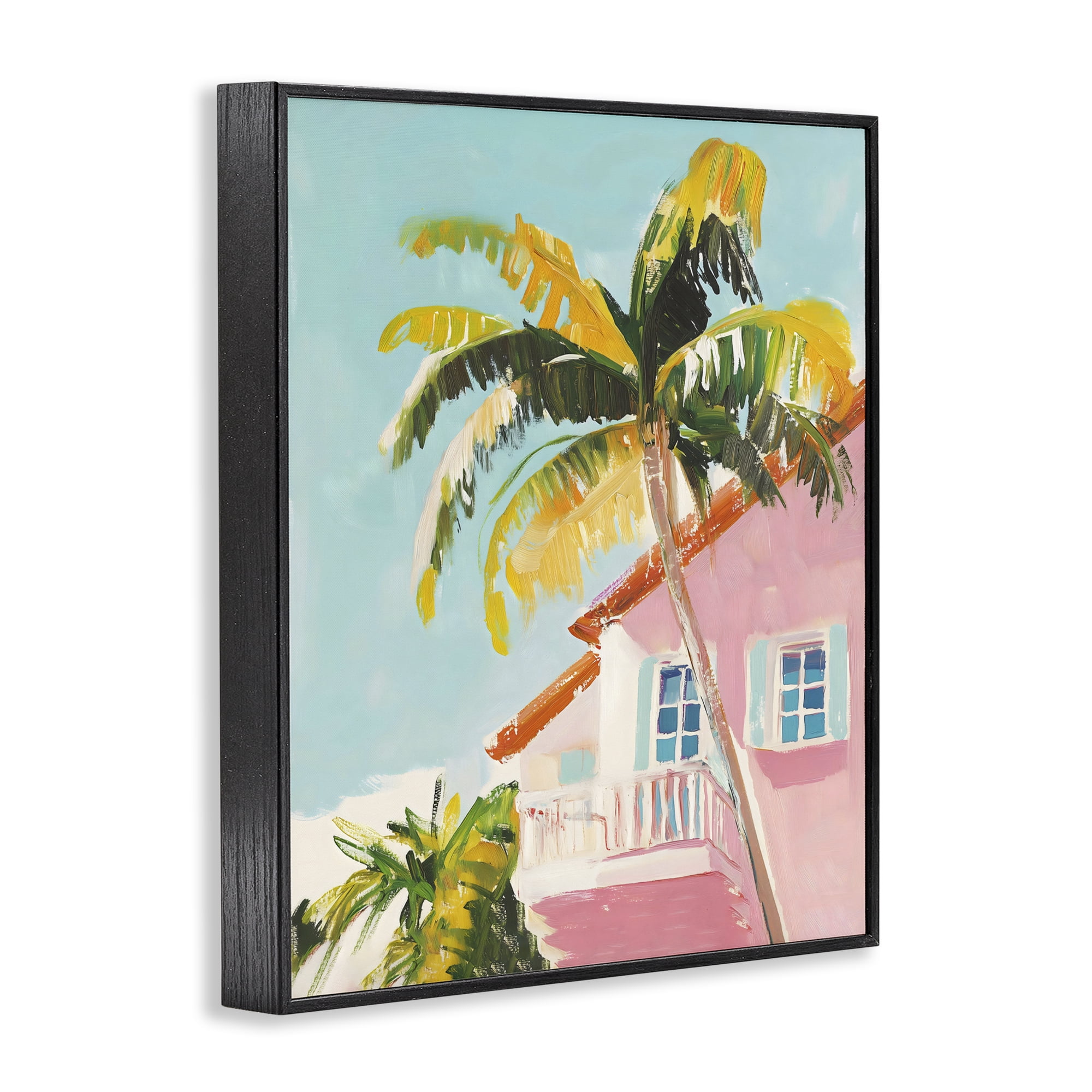 Stupell Industries Pink House Palm Tree Black Framed Giclee Art, design by The Prints Vibe