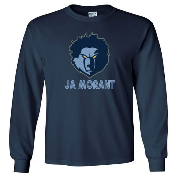 LONG SLEEVE NAVY Grizzlies Ja Morant Hair Logo T-shirt ADULT