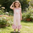 thumbnail image 2 of JAJAHO Girls Easter Bunny Overalls Kids Toddlers Girl Clothes Rabbit Embroidery Plaid Flared Cropped Jumpsuit Holiday Outfit 6M-5Y Soft Onesie, 2 of 5