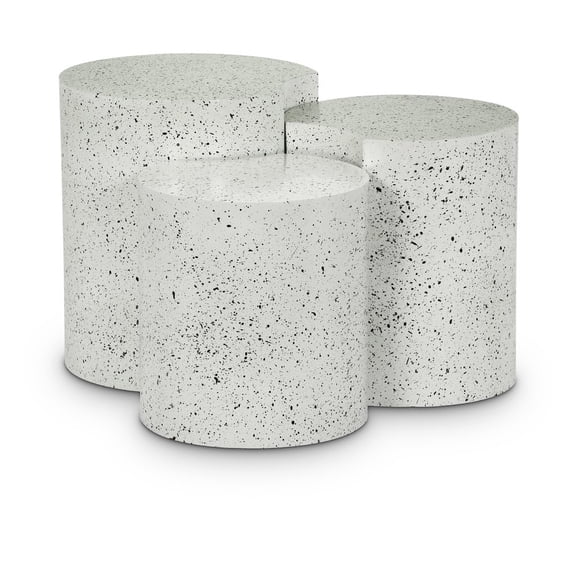 Meridian Furniture Dimple 3 Piece White Terrazzo Pattern Iron Metal End Table