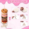 thumbnail image 4 of Uxcell Wood Donut Stands, 4 Pcs Flower Shape Bagel Holder Stand with Bracket Donut Display Detachable Party Brunch Decoration Supplies for Dessert Table Christmas Wedding Birthday Natural, 4 of 6