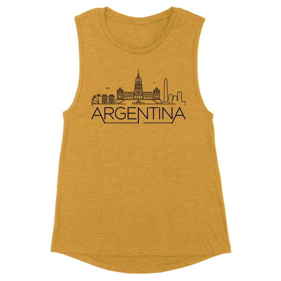 Skyline Argentina Women's Muscle Tank X-Large Antique Gold