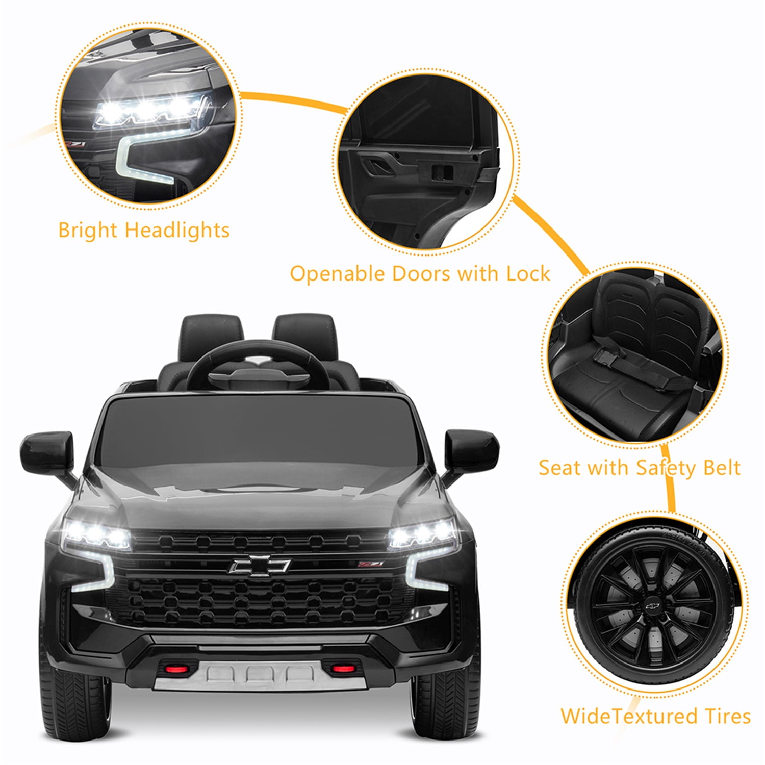 CIPACHO 12V Battry-Powered Kids Ride On Car with 2.4G Remote Control, Dual Drive Electric Ride, HL588 Chevrolet Tahoe SUV Gifts for Children Boys, Black CIPACHO 12V Battry-Powered Kids Ride On Car with 2.4G Remote Control, Dual Drive Electric Ride, HL588 Chevrolet Tahoe SUV Gifts for Children Boys, Black