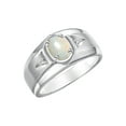 thumbnail image 4 of RYLOS Men's Rings 14K White Gold Classic 7X5MM Oval Gemstone & Diamond Designer Ring Opal October Birthstone Rings For Men, Gold Rings Size 8, 4 of 8