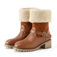 thumbnail image 3 of Oyedens Winter Snow Boots for Women Fashion Fleece Lined Warm Mid Calf Riding Combat Boots Ankle Booties, 3 of 5