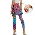 thumbnail image 3 of POLERODog Paw Rainbow Tie Dye Blue Skirted Yoga Legging Ruffle Pleated Tennis Leggings with Pockets Golf Skirts Full Length Running Pants for Women High Waisted Yoga Gym Workout Pants, 3 of 6
