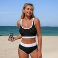 thumbnail image 2 of 2 Piece Sporty Swimsuits for Women Scoop Neck Swim Top & High Waisted Bottom Adjsutable Straps Bathing Suits (XL, Black), 2 of 7