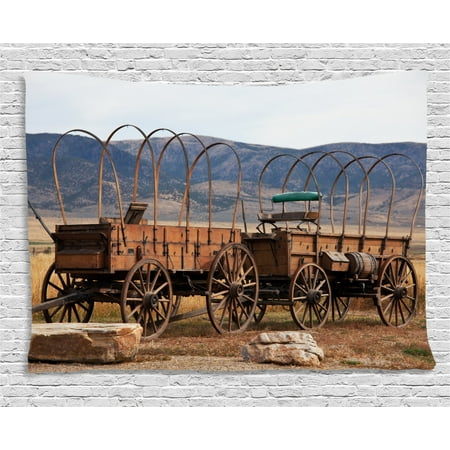 Barn Wood Wagon Wheel Tapestry Vintage American Carriages Western Historical Transportation Prairie Wall Hanging For Bedroom Living Room Dorm Decor 60w X 40l Inches Brown White By Ambesonne Walmart Com