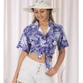 thumbnail image 2 of HAPPY BAY Hawaiian Shirts Womens Casual Summer Beach Party Blouse Shirt Tropical Blouses Short Sleeve Vacation Button up Dress Shirts Dresses for Women L Hibiscus, Blue, 2 of 5